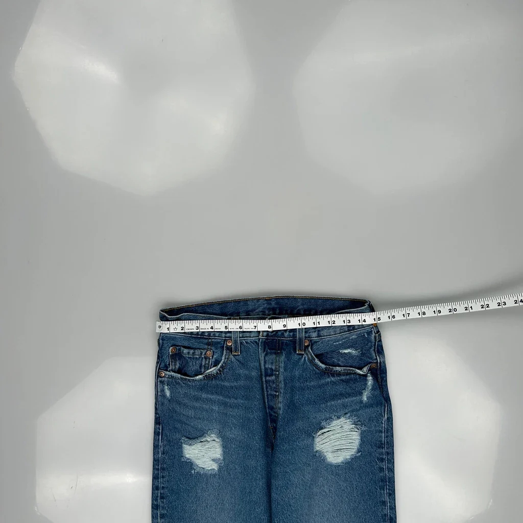 501 Levis Jeans - 28W UK 8 Blue Cotton - Image 3