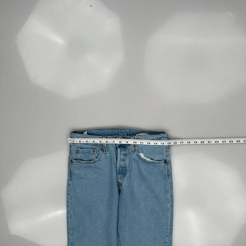 501 Levis Jeans - 28W UK 8 Light Wash Cotton - Image 3