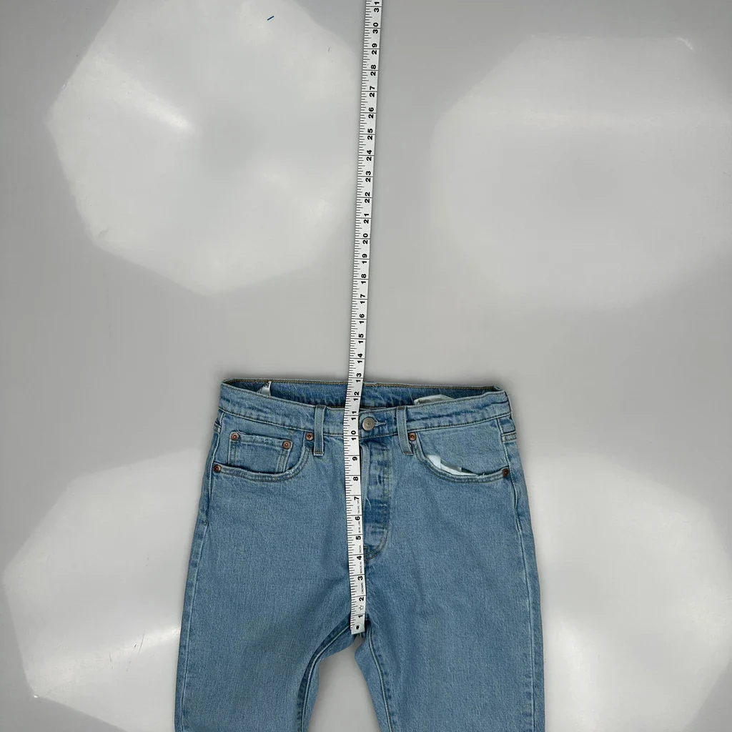 501 Levis Jeans - 28W UK 8 Light Wash Cotton - Image 4