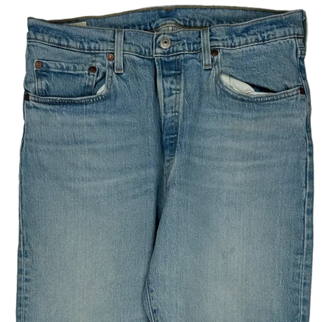 501 Levis Cropped Jeans - 32W UK 12 Light Wash Denim - Image 9