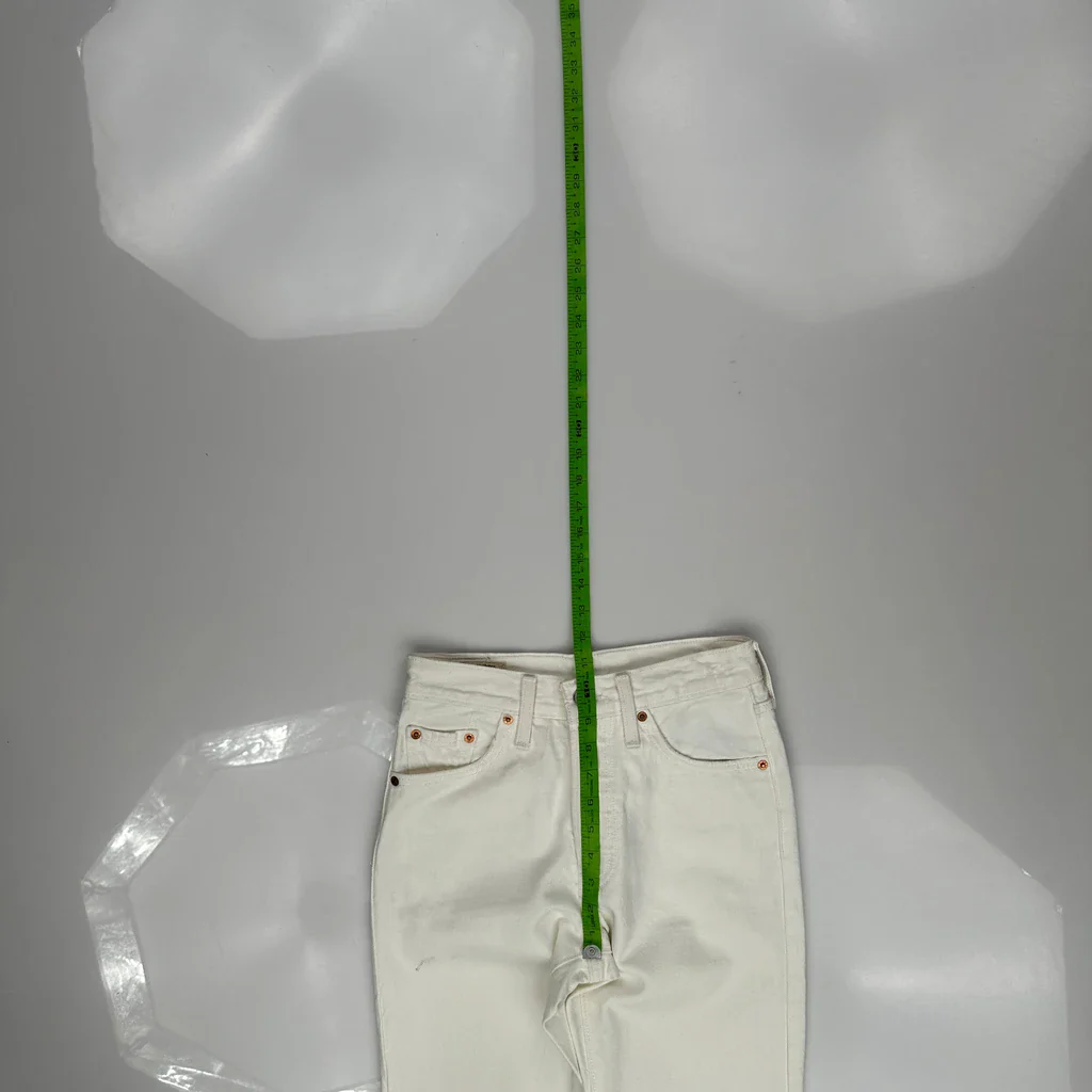 501 Levis Skinny Jeans - 24W UK 4 White Cotton - Image 4