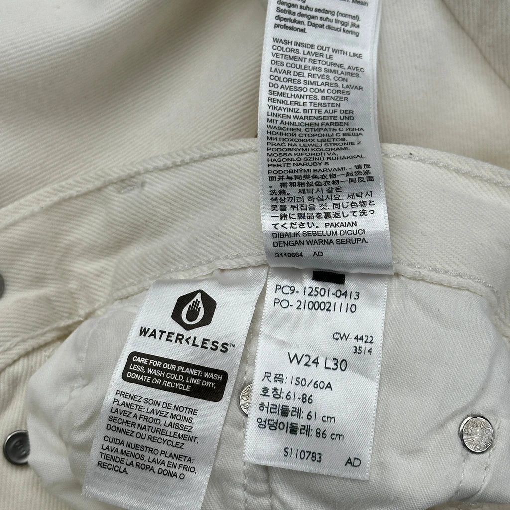 501 Levis Skinny Jeans - 24W UK 4 White Cotton - Image 6