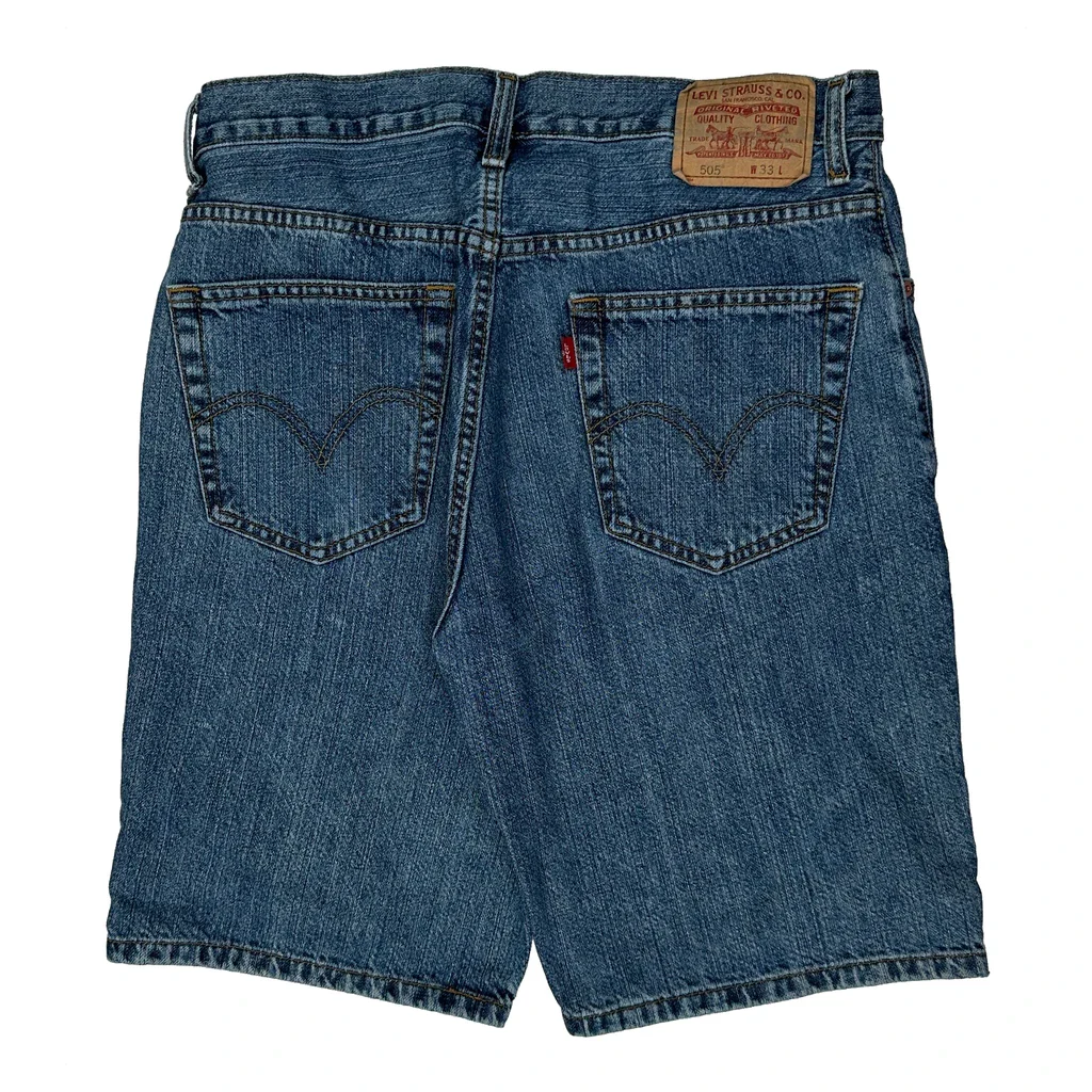 505 Levis Baggy Denim Shorts - 32W 9L Blue Cotton