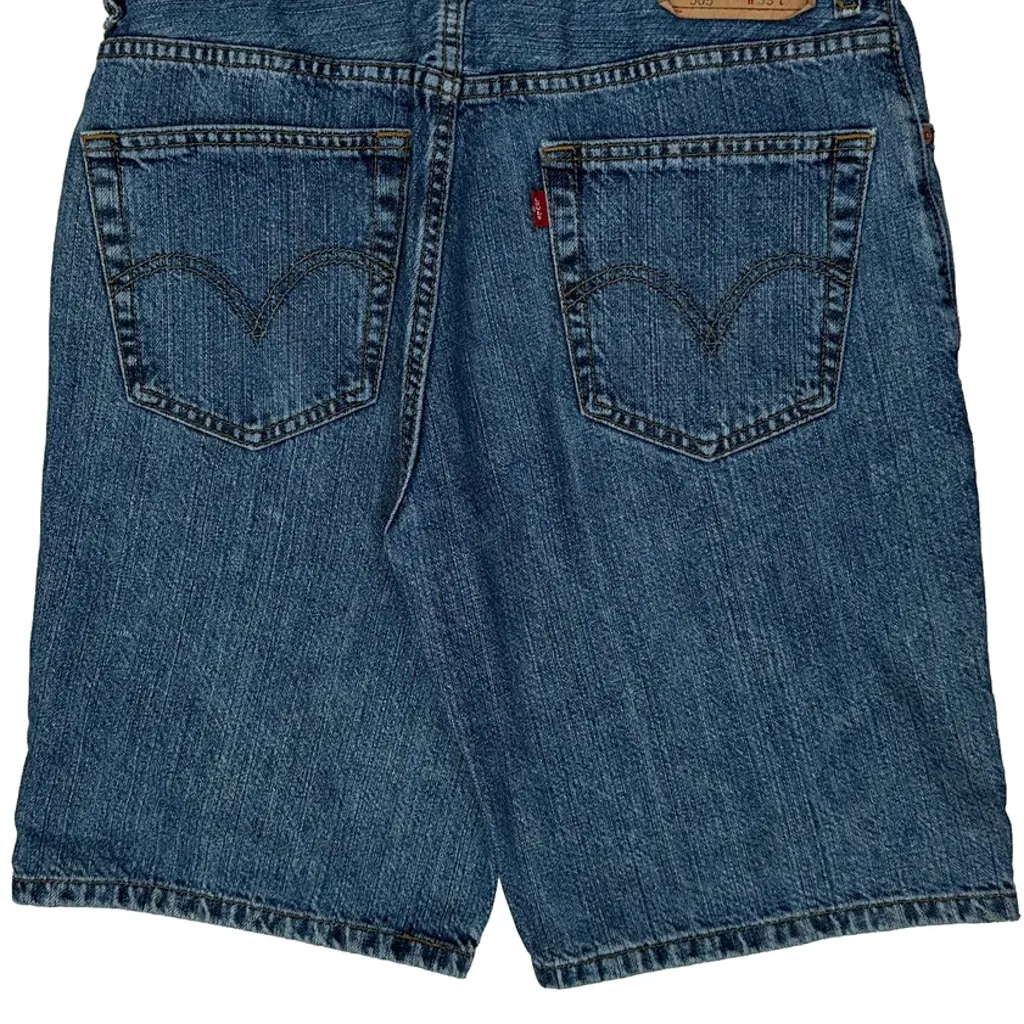 505 Levis Baggy Denim Shorts - 32W 9L Blue Cotton - Image 8