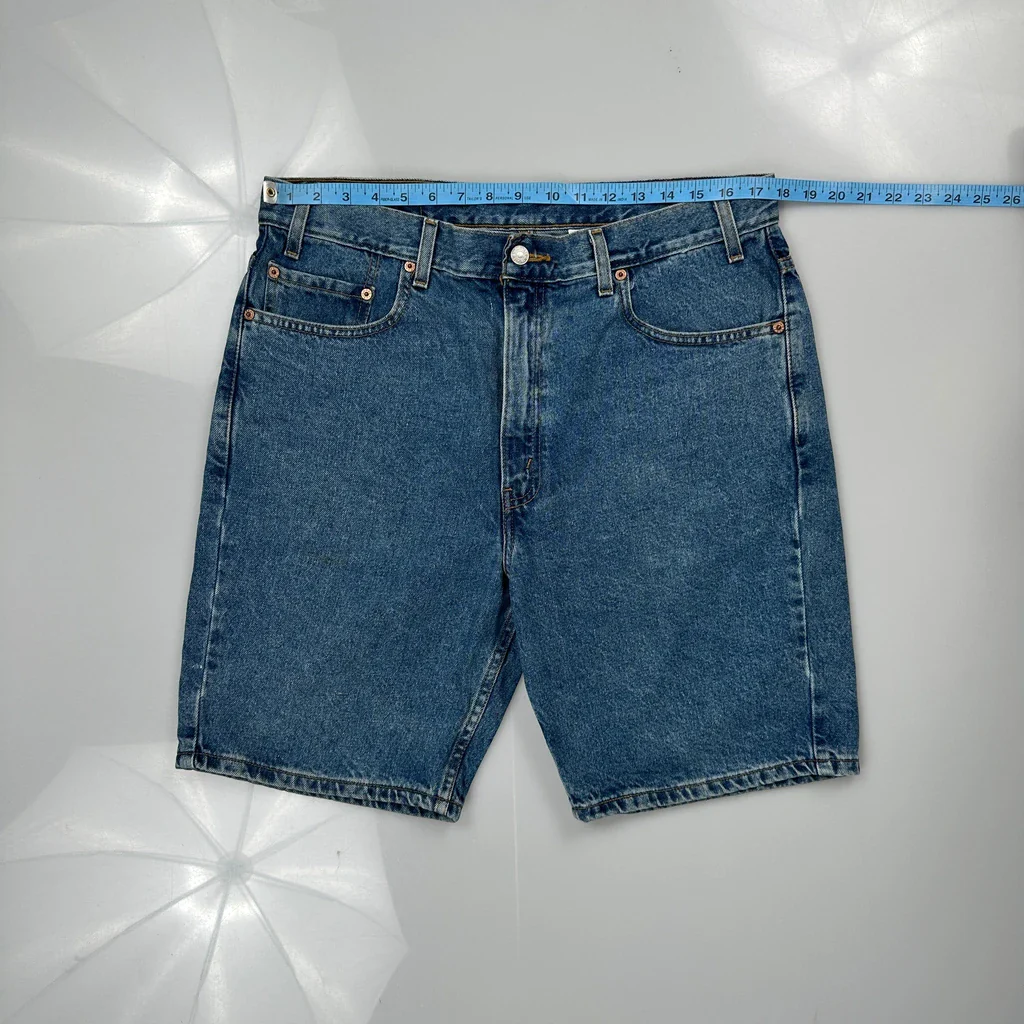 505 Levis Denim Shorts - 34W 10L Blue Cotton - Image 3