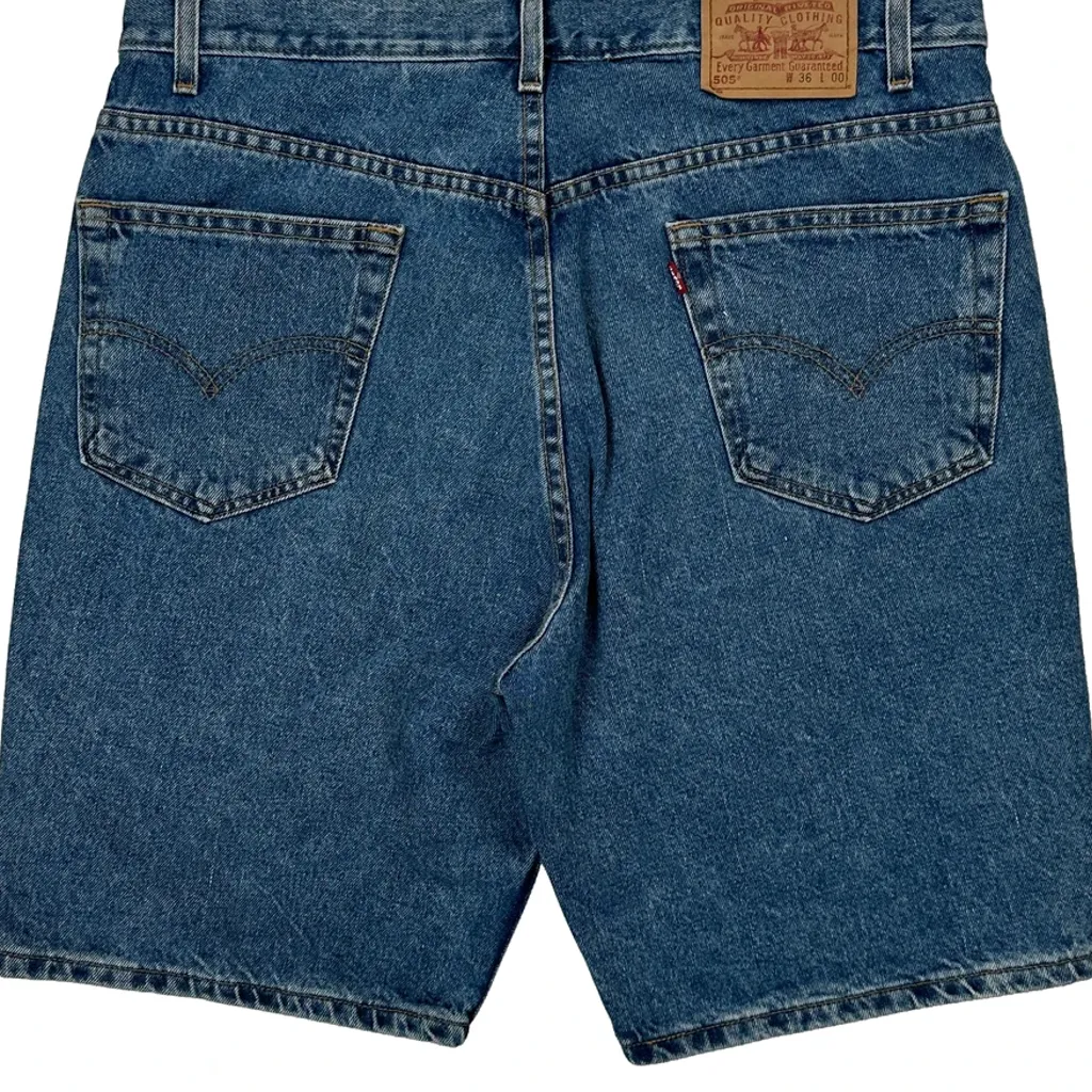 505 Levis Denim Shorts - 34W 10L Blue Cotton - Image 7