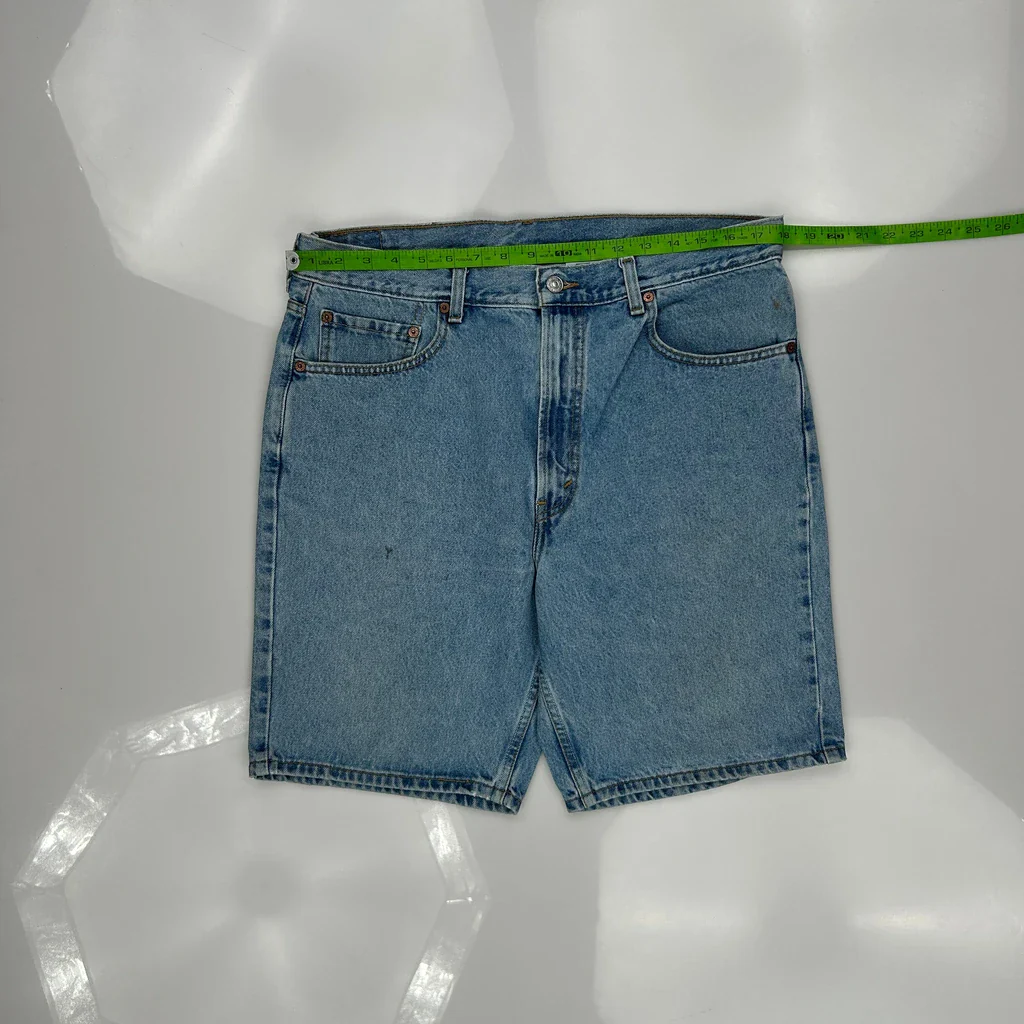 505 Levis Denim Shorts - 36W 10L Blue Cotton - Image 3
