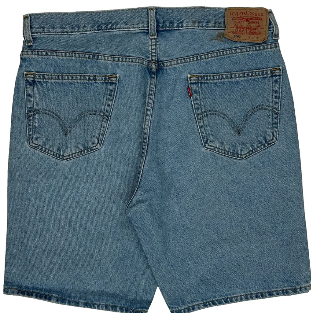 505 Levis Denim Shorts - 36W 10L Blue Cotton - Image 8