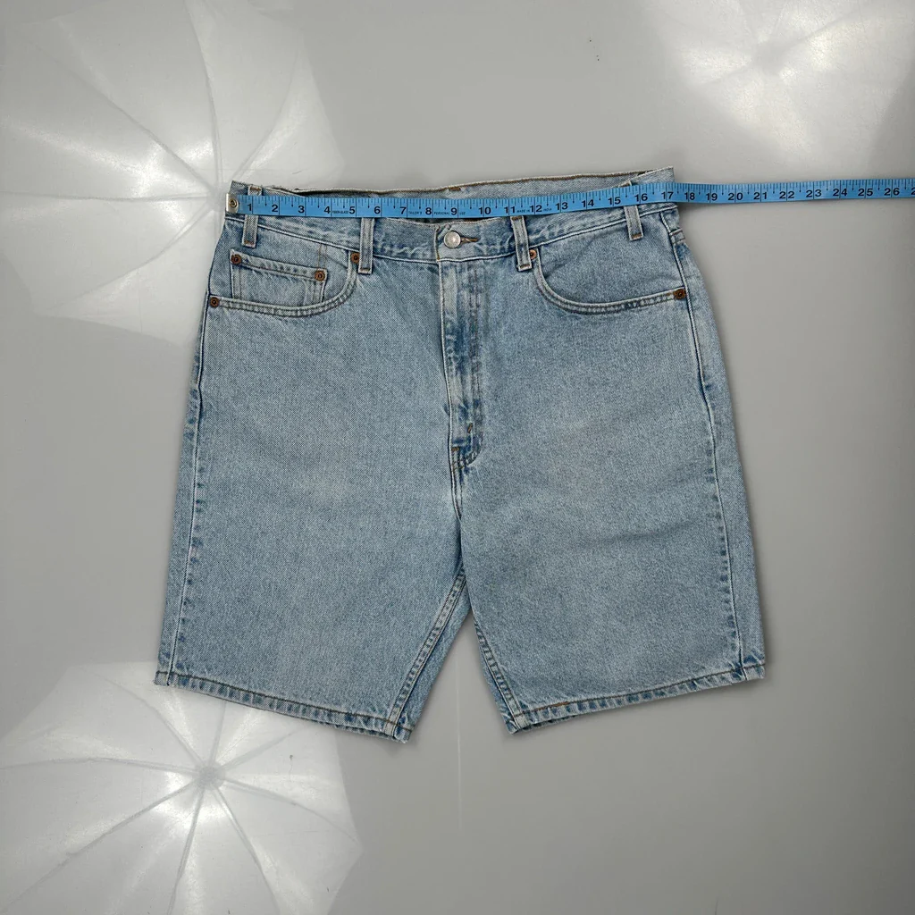 505 Levis Baggy Denim Shorts - 34W 9L Light Wash Cotton - Image 3