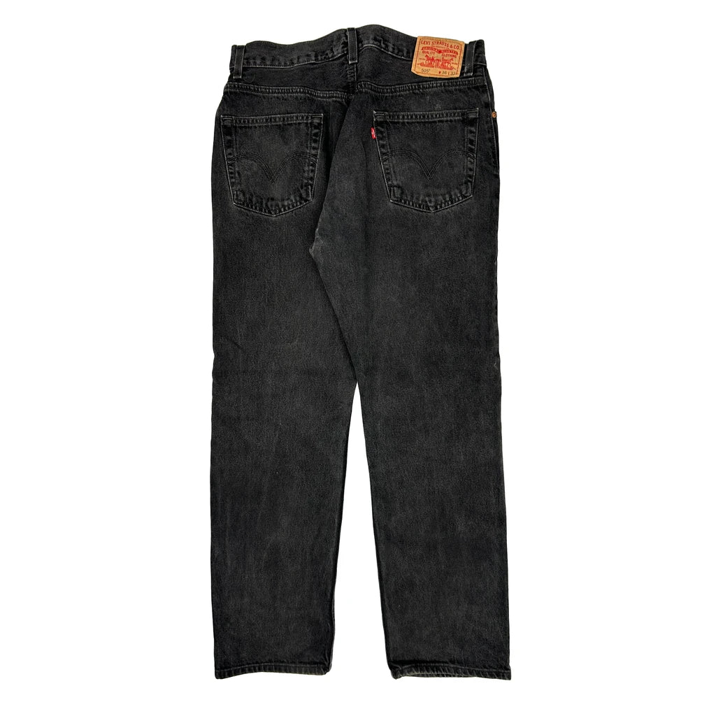 505 Levis Jeans - 36W 32L Black Cotton