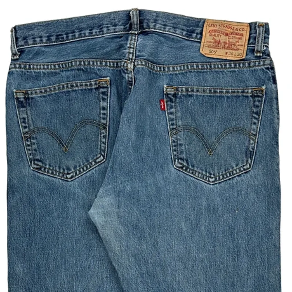505 Levis Jeans - 36W 30L Blue Denim - Image 7