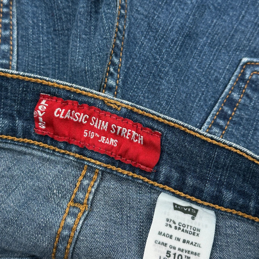 510 Levis Slim Fit Jeans - 28W UK 8 Blue Cotton - Image 6