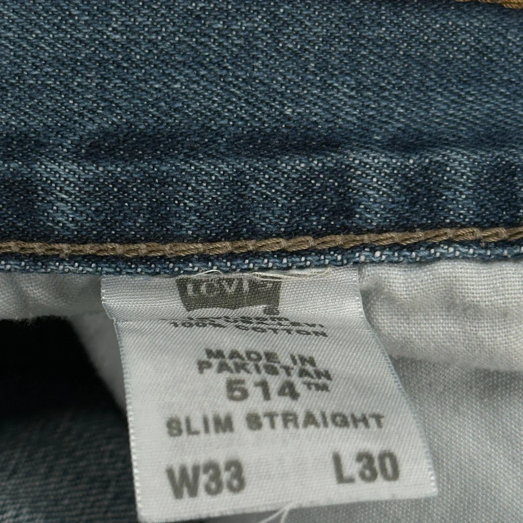 514 Levis Slim Jeans - 32W 30L Blue Cotton - Image 6
