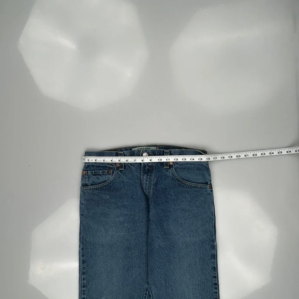 517 Levis Boot Cut Jeans - 32W 36L Blue Cotton - Image 3