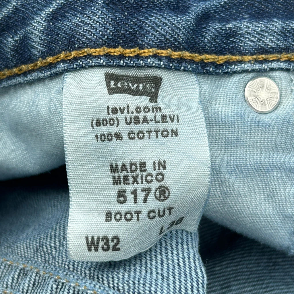 517 Levis Boot Cut Jeans - 32W 36L Blue Cotton - Image 7