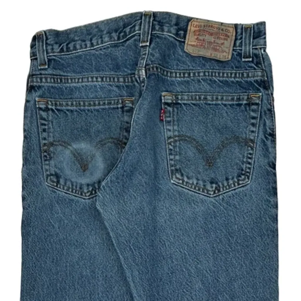 517 Levis Boot Cut Jeans - 32W 36L Blue Cotton - Image 9