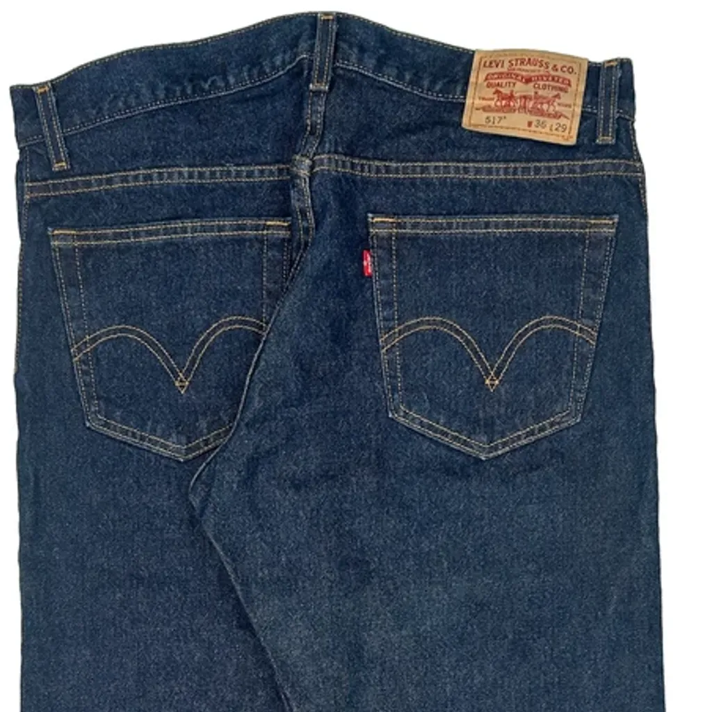 517 Levis Boot Cut Jeans - 36W 29L Blue Cotton - Image 7