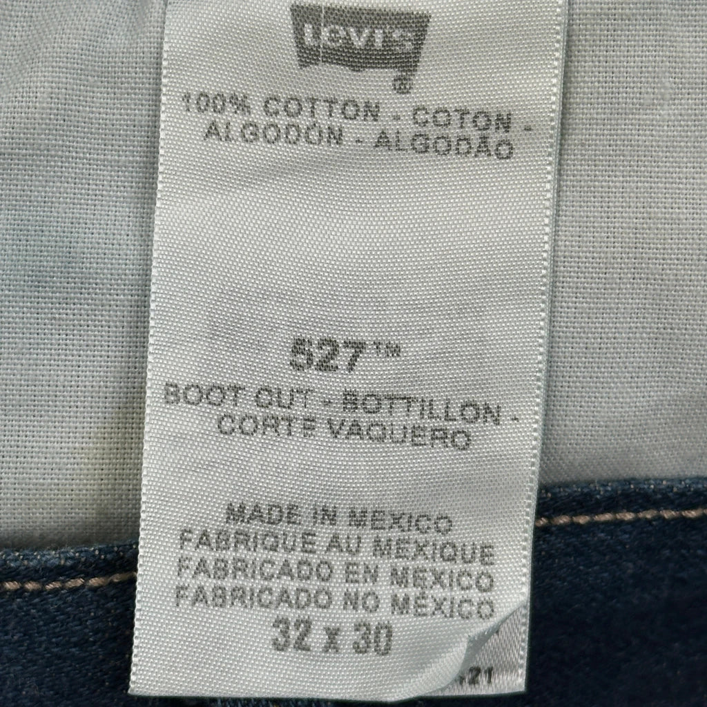 527 Levis Boot Cut Jeans - 32W 30L Blue Cotton - Image 6