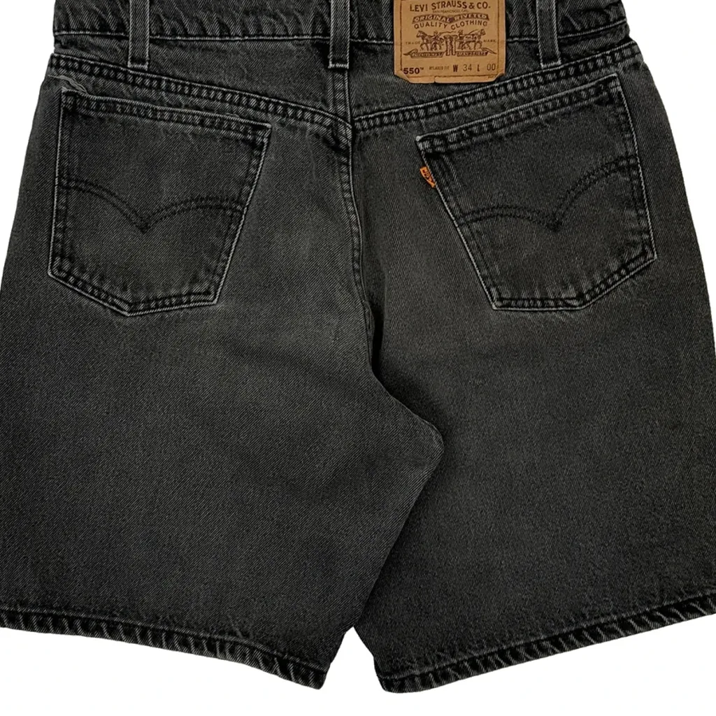 550 Levis Baggy Denim Shorts - 31W 9L Black Cotton - Image 8