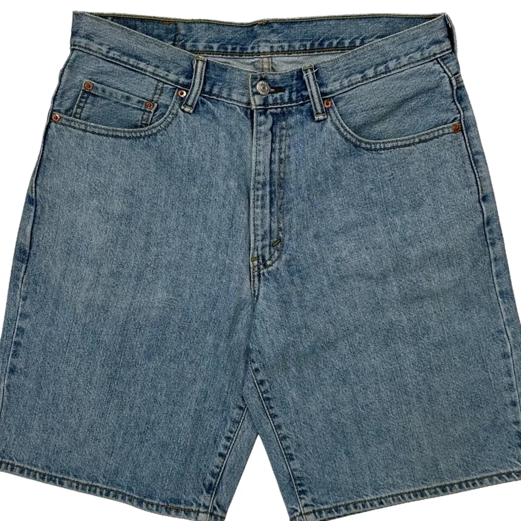 550 Levis Baggy Denim Shorts - 32W 9L Blue Cotton - Image 10