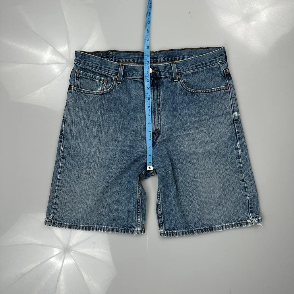 550 Levis Baggy Denim Shorts - 35W 10L Blue Cotton - Image 4