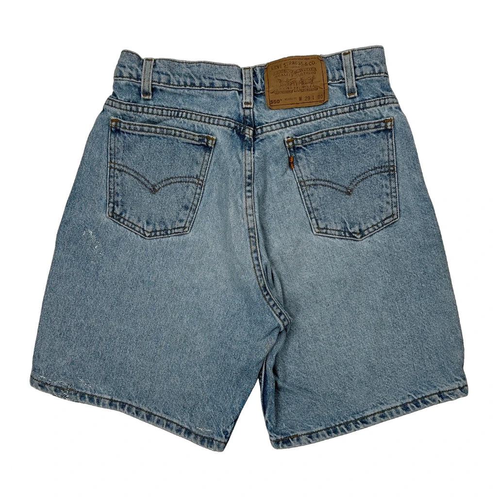 550 Levis Baggy Denim Shorts - 26W 8L Light Wash Cotton
