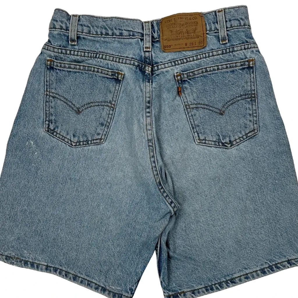 550 Levis Baggy Denim Shorts - 26W 8L Light Wash Cotton - Image 7