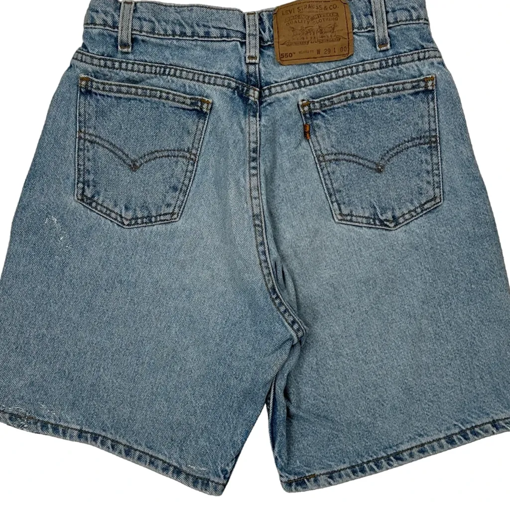 550 Levis Baggy Denim Shorts - 26W 8L Light Wash Cotton - Image 8