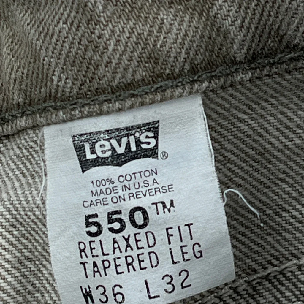 550 Levis Made In USA Jeans - 35W 32L Gray Cotton - Image 6