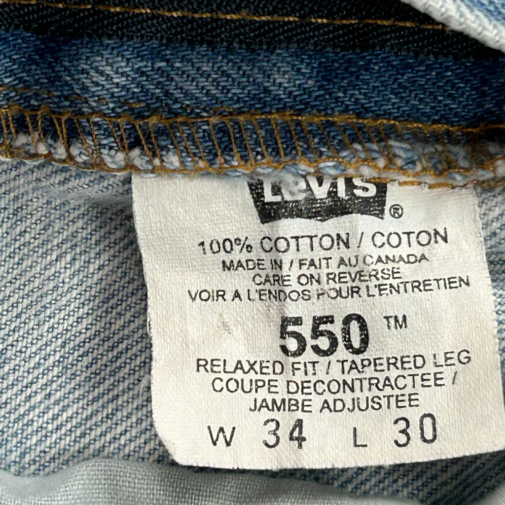550 Levis Jeans - 34W 30L Light Wash Cotton - Image 6