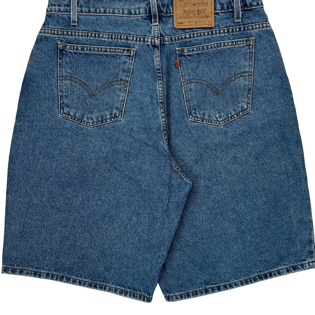 560 Levis Baggy Denim Shorts - 32W 11L Blue Cotton - Image 8