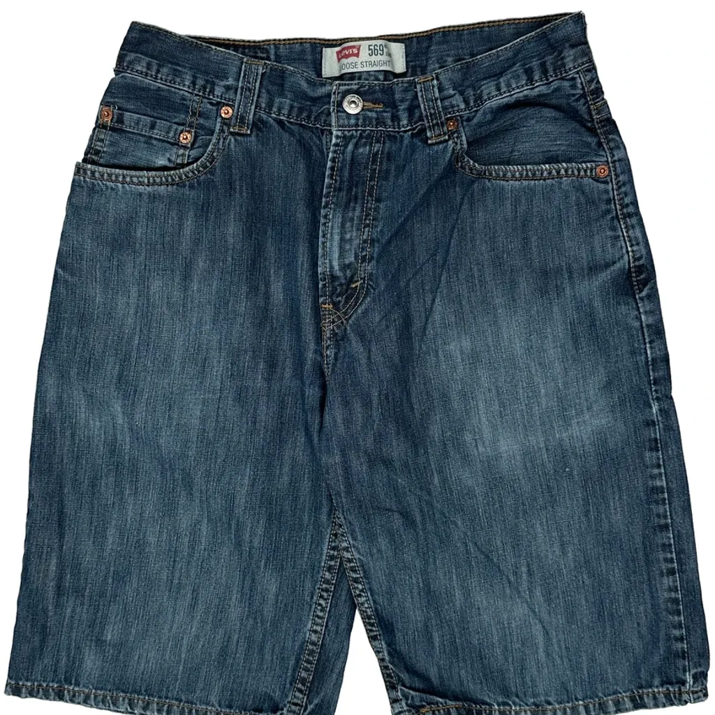 569 Levis Baggy Denim Shorts - 30W 11L Blue Denim - Image 10