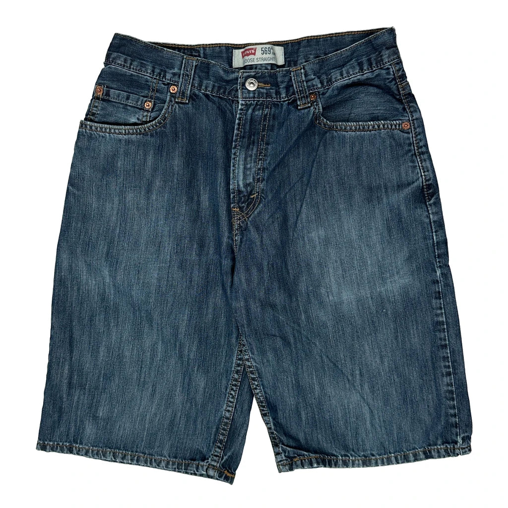 569 Levis Baggy Denim Shorts - 30W 11L Blue Denim - Image 2