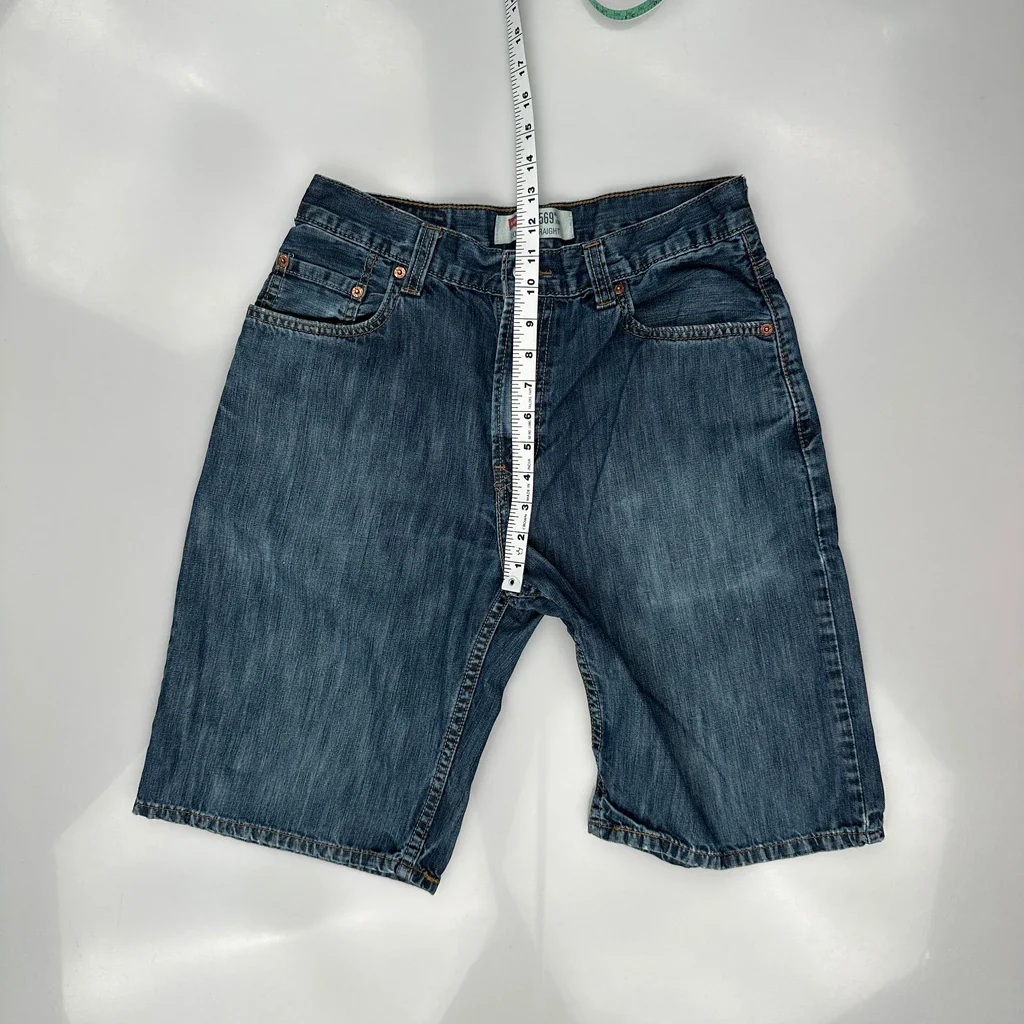 569 Levis Baggy Denim Shorts - 30W 11L Blue Denim - Image 4