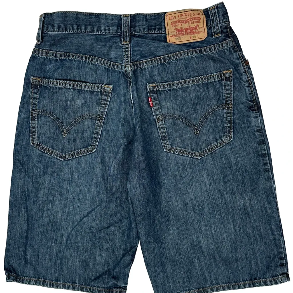 569 Levis Baggy Denim Shorts - 30W 11L Blue Denim - Image 7