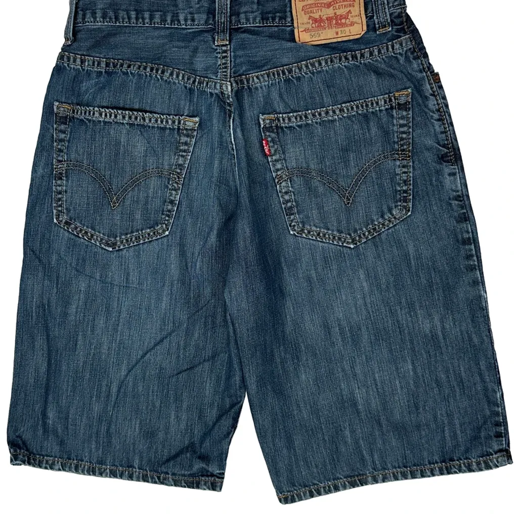 569 Levis Baggy Denim Shorts - 30W 11L Blue Denim - Image 8