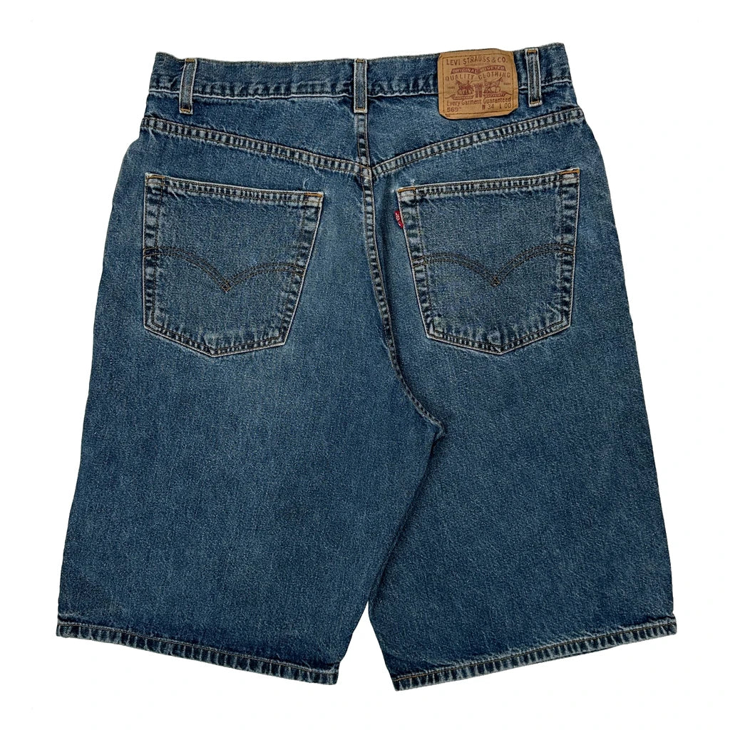 569 Levis Baggy Denim Shorts - 32W 11L Blue Denim