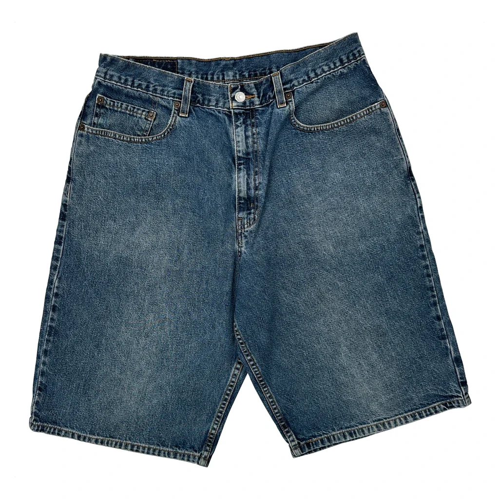 569 Levis Baggy Denim Shorts - 32W 11L Blue Denim - Image 2