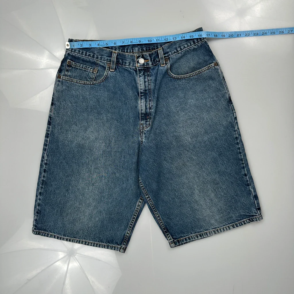 569 Levis Baggy Denim Shorts - 32W 11L Blue Denim - Image 3