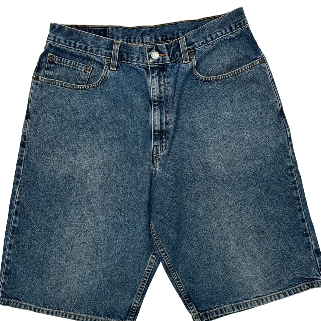 569 Levis Baggy Denim Shorts - 32W 11L Blue Denim - Image 8