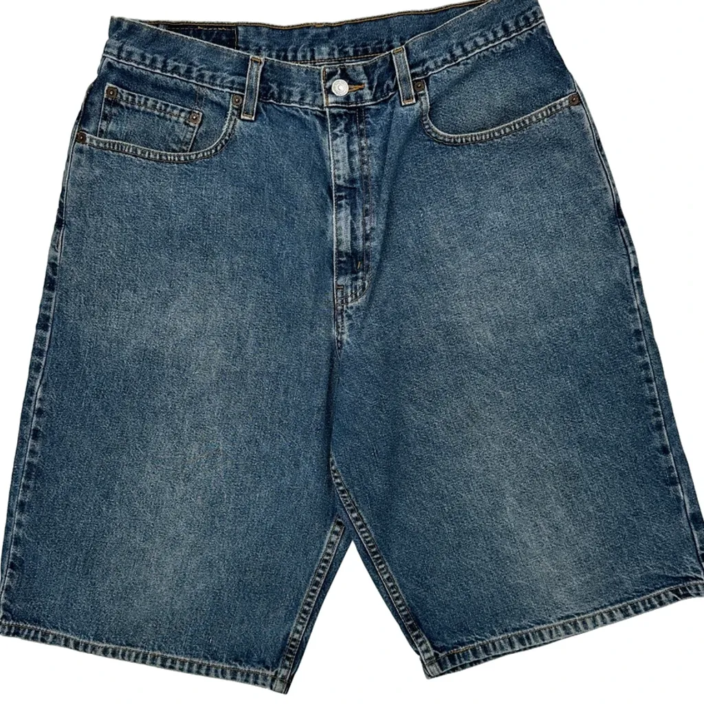 569 Levis Baggy Denim Shorts - 32W 11L Blue Denim - Image 9