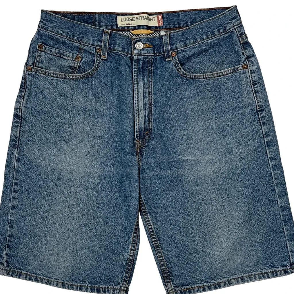 569 Levis Baggy Denim Shorts - 32W 10L Blue Cotton - Image 10