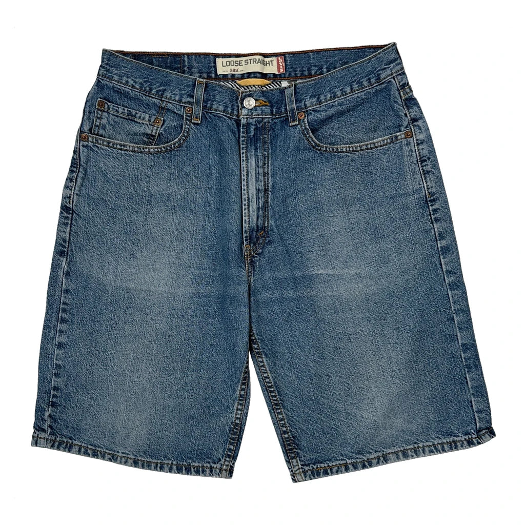 569 Levis Baggy Denim Shorts - 32W 10L Blue Cotton - Image 2