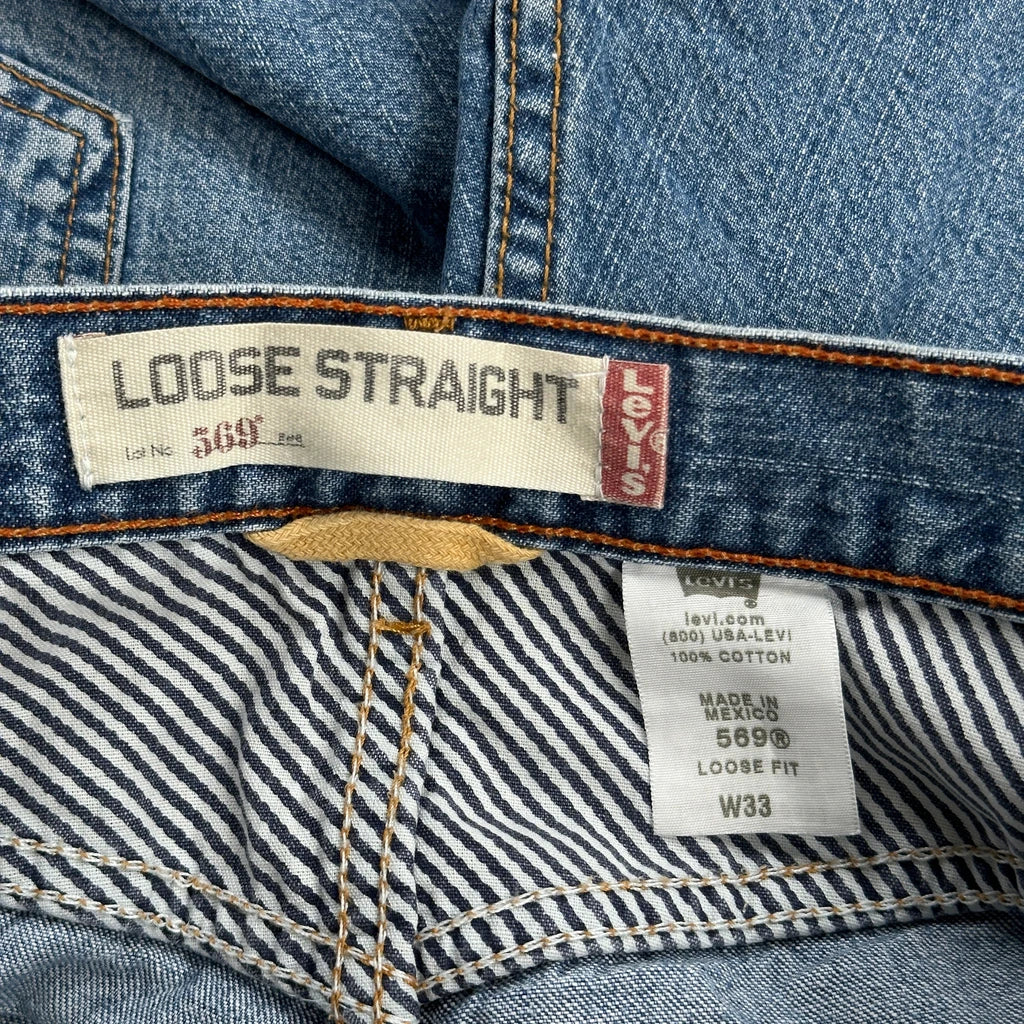 569 Levis Baggy Denim Shorts - 32W 10L Blue Cotton - Image 6