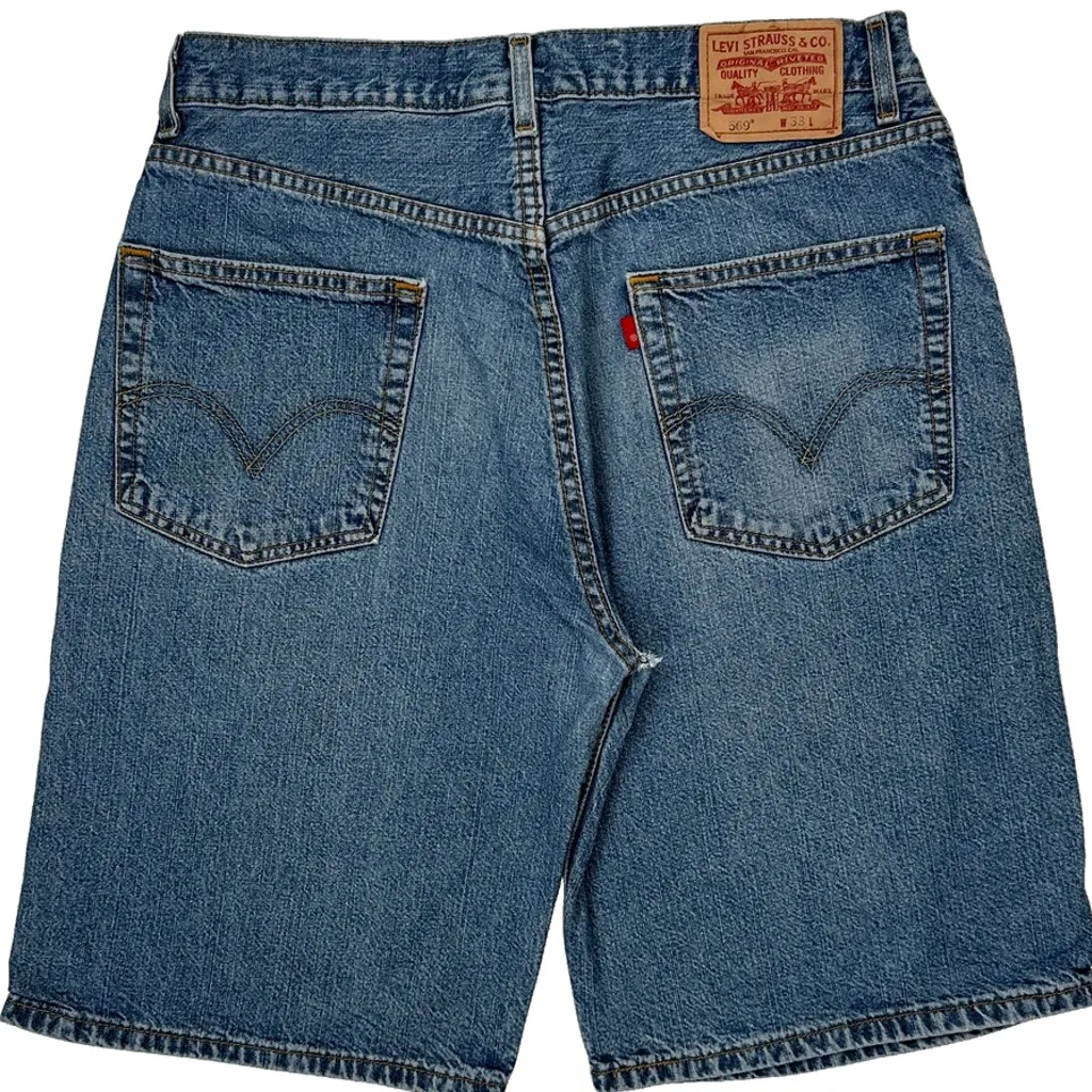569 Levis Baggy Denim Shorts - 32W 10L Blue Cotton - Image 7