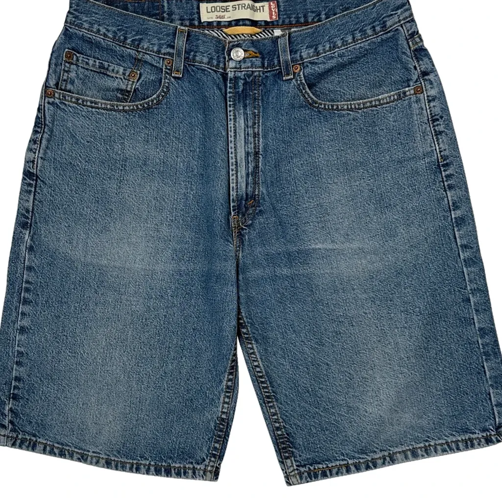 569 Levis Baggy Denim Shorts - 32W 10L Blue Cotton - Image 9
