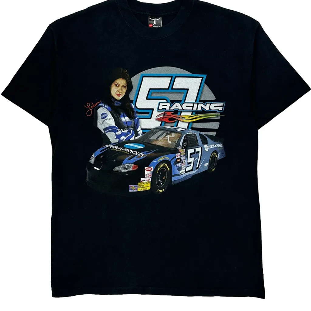 57 Racing Hanes Nascar T-Shirt - Large Black Cotton - Image 4