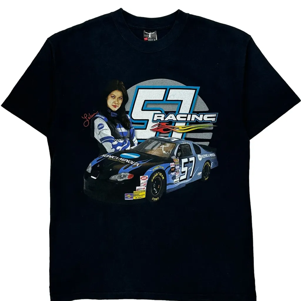 57 Racing Hanes Nascar T-Shirt - Large Black Cotton - Image 5