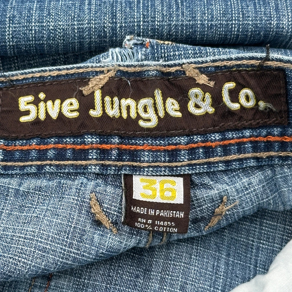 5Ive Jungle Baggy Embroidered Jeans - 35W 30L Blue Cotton - Image 6