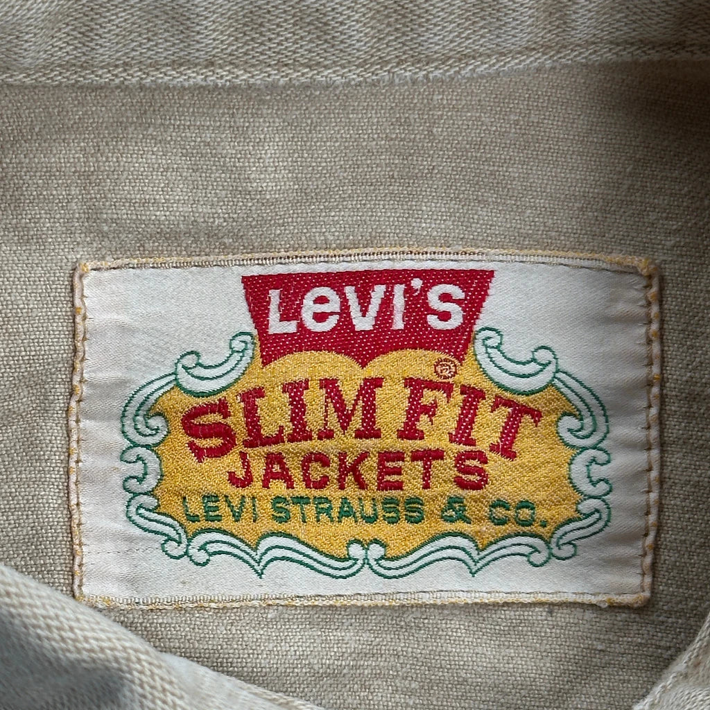 60S/70S Levis Slim Fit Jackets Western Style Denim Jacket - XS Beige Cotton - Image 4
